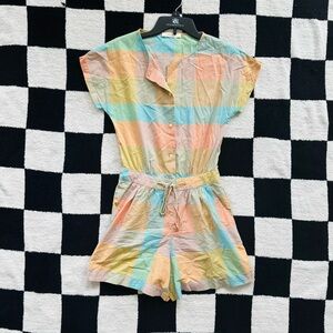Multicolor plaid romper shorts
